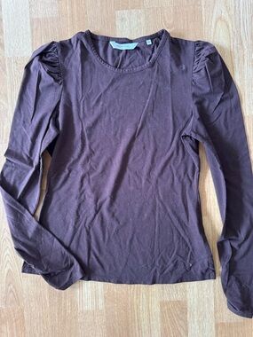 Rebecca Taylor Dark Brown Puff Shoulder Long Sleeve Tee